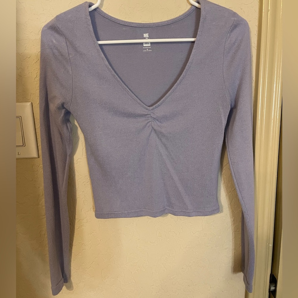 Lavender Putple Crop Long Sleeve Top